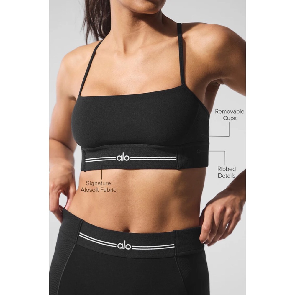 Alo Yoga Alosoft Relay Bra Black/White XS - Picture 2 of 7